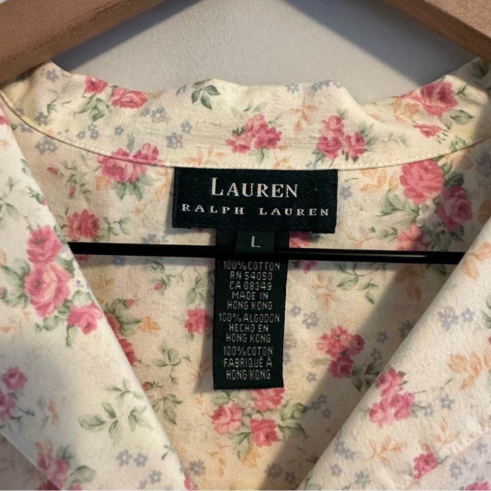 Lauren Ralph Lauren Vintage Floral Yellow Pink Cotton PJ Top Medium - Picture 12 of 12